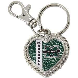  Marshall Thundering Herd Silvertone Heart Keychain Sports 