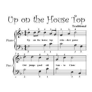  Up on the House Top Easy Piano Sheet Music Christmas 