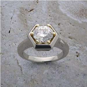  14K 2 Tone Gold Gem Quality CZ Designer Ring Christophe Jewelry