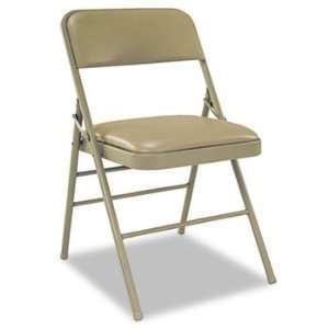   Vinyl Padded Seat & Back Folding Chairs, Taupe, 4/Carton by Cosco