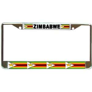  Zimbabwe Zimbabwean Flag Chrome Metal License Plate Frame 