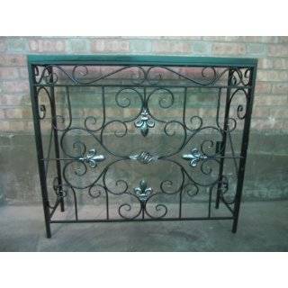   Console Table with Wrought Iron Base and Marble Top Furniture & Decor