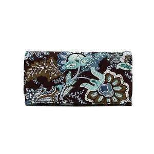   Quilted Flower Paisley Wallet   Blue, Brown (7.5x4x1) 