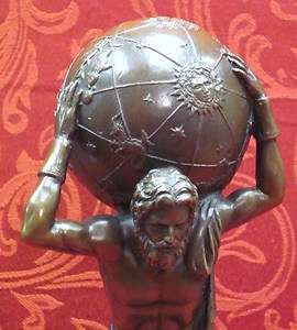   Deco Bronze Marble Sculpture Statue Figure Greek Titan Atlas  