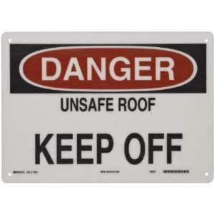   White Admittance Sign, Header Danger, Legend Unsafe Roof Keep Off