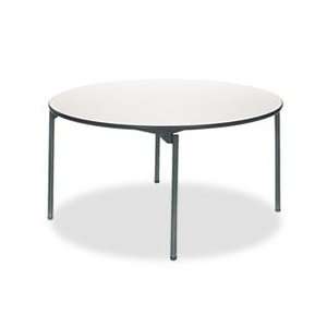   Commercial Folding Table, 60 Round, Off White/Pewter