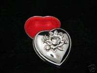 Heart Shaped Rose Top Jewelry Treasure Trinket Box  