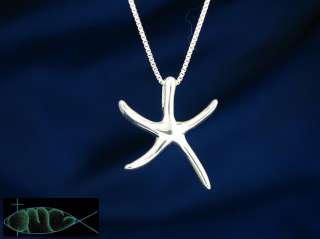 Solid Sterling Silver Dancing Starfish Pendant Necklace  