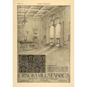  1917 Ad Venetian Brocade Woven Fabric Orinoka Mills 