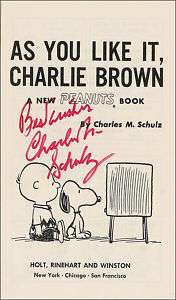 Charles Schulz Signed Book As You Like It Charlie Brown  