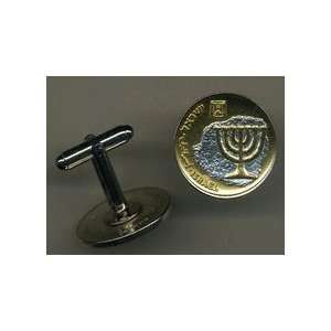   Two Tone Gold on Silver World Cuff Links   1 Pair