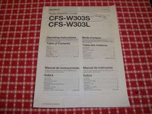 Sony Radio Cassette CFS W303S & L Instruction Manual  