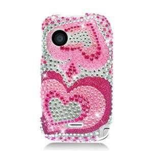PINK HEART BLING HARD CASE FOR HUAWEI M735 PROTECTOR SNAP ON COVER 