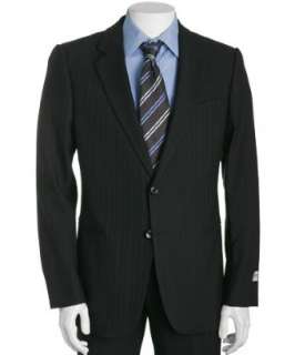 Armani Collezioni black stripe wool 2 button Metropolitan suit with 