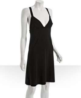 Prada black stretch woven slip dress   