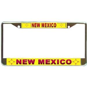 New Mexico State Flag Chrome Metal License Plate Frame Holder