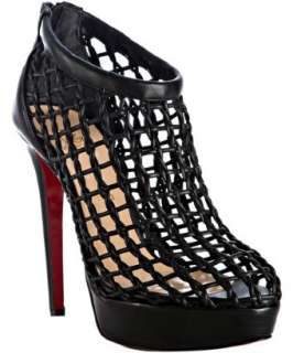 Christian Louboutin black woven nappa Coussin 140 platform booties 