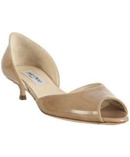 Jimmy Choo natural patent Lyon dorsay kitten heel pumps   