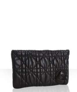 Christian Dior black cannage quilted lambskin Delidior satin rosette 