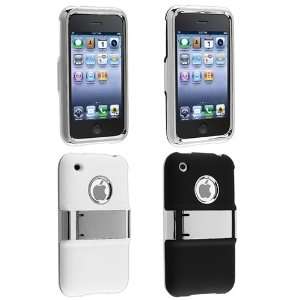  2 Hard Snap on Case with Chrome Stand for Apple® iPhone 