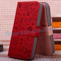Red Cute Leather Pouch Skin Case Cover Holster for Apple iphone 4 4S 