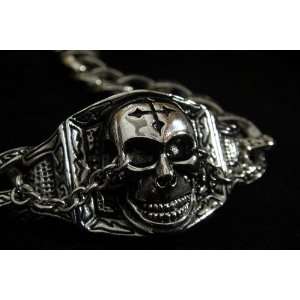  Men 316L Stainless Steel Heavy Cross Skull Devil Bracelet 