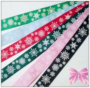 winter snowflake grosgrain ribbon bow 5yds U PICK  
