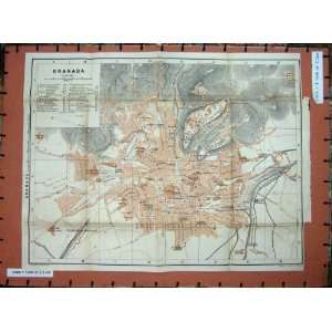 MAP SPAIN 1901 PLAN GRANADA ALHAMBRA MONTE MAUROR 