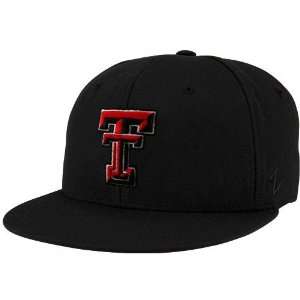  Zephyr Texas Tech Red Raiders Black Logo Fitted Flat Bill 