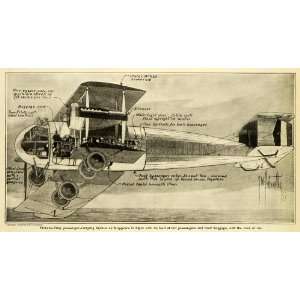  1919 Print Vickers Vimy Passenger carrying Biplane Parts 