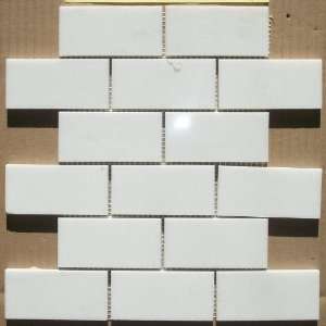 Thassos White 2x4 Grand Brick Subway Mosaic Tile Polished   Marble 