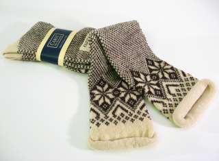 Cabot New England Vermont Ladies KNEE Socks Brown Natural Snowflake 