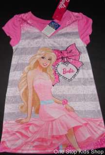 BARBIE Doll Girls 4 5 6 6X 7 8 Pajamas NIGHTGOWN Pjs Sleep Shirt 