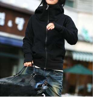 Hot Korean Style Hooded Coat Womens Jacket Black New  