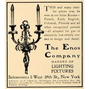  1906 Ad French Wall Hanging Light Fixture Enos Company 