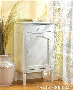  white wood bathroom cabinet cottage chic nightstand end table  