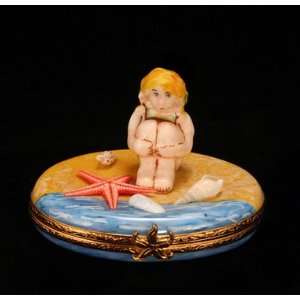    Girl At the Beach French Porcelain Limoges Box