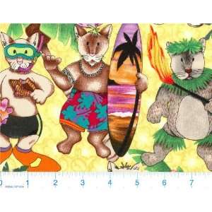 45 Wide Aloha Kitty Fabric By The Yard Arts, Crafts 