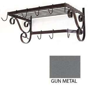  French Wall Rack w/Bar &Ten Hooks Gun Metal (Gun Metal) (12H 