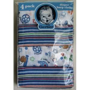  Gerber Baby Boy Diaper Burp Cloths, Sports 4 Pack Baby