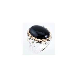 Barse Sterling Silver Onyx and Copper Oval Ring, 7 