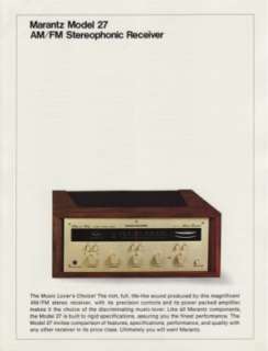 Marantz Model 27 Stereo Receiver Brochure  