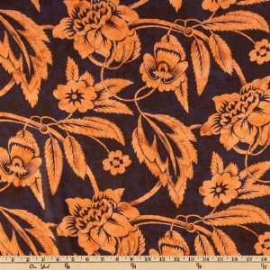  42 Wide Bohemian Chic Rayon Floral Black/Gold Fabric By 
