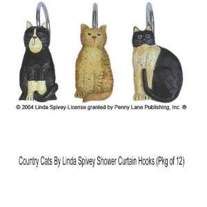 Shower Curtain Rings Country Cats by Linda Spivey 