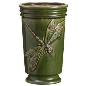  7.4Dx11.4H Ceramic Dragonfly Footed Vase Green (Pack of 2 