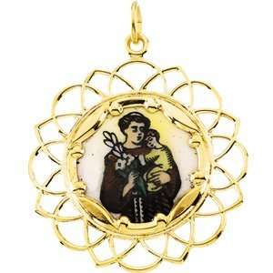  10kt St. Anthony Medal with Enamel 26mm/10kt yellow gold 
