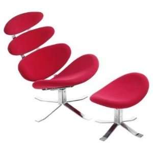  Petal Lounge Chair with Ottoman in Red