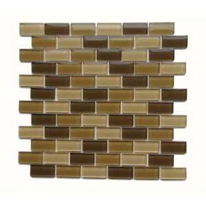   Tile, 1 by 2 Inch Tile on a 12 by 12 Inch Mosaic Mesh, Desert Gloss