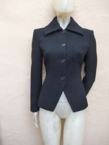   EMPORIO ARMANI GORGEOUS BLACK WOOL 1940S STYLE FITTED JACKET 40
