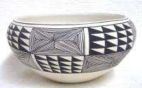Native Acoma Indian Handmade LG Monochrome Pottery Bowl  